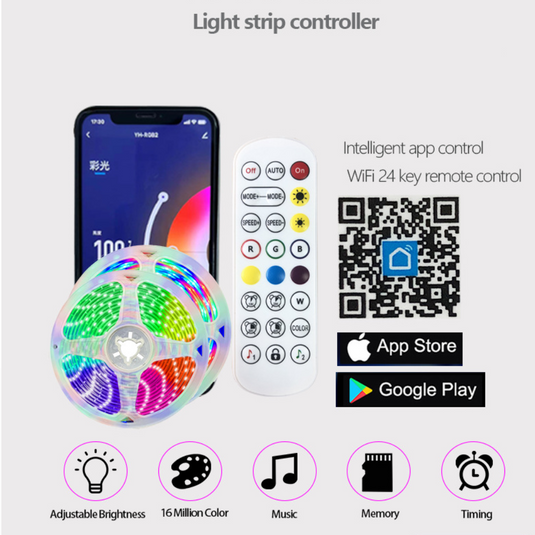 [TUYA Smart Home] IP65 Indoor Outdoor Waterproof Smart Remote Control RGB LED Light Strip Music/Game/Movie Synchronization - Polar Tech Australia