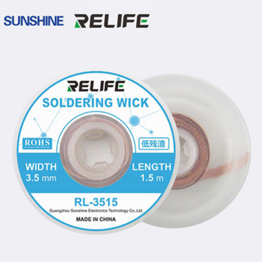 [RL-3515] SUNSHINE Relife Soldering Wick Copper Desoldering Braid (3.5mm Width) - Polar Tech Australia