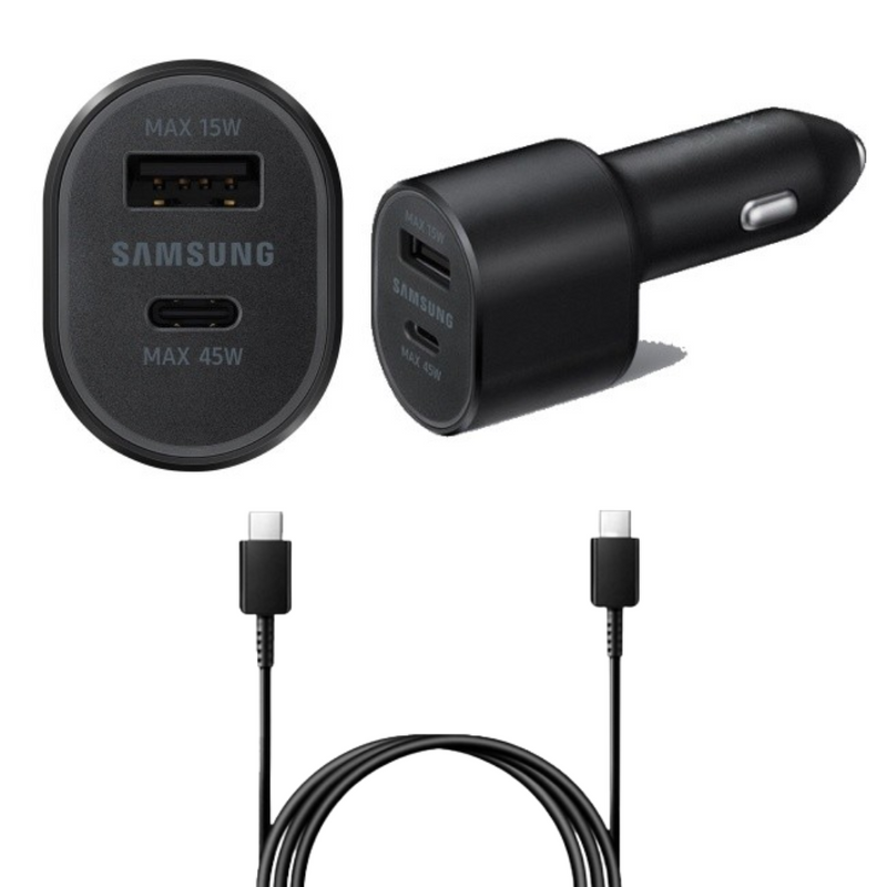Chargez l&#39;image dans la visionneuse de la galerie, [With Cable] Samsung 60W Dual Port (45W Fast PD Type-C USB-C + 15W USB QC 3.0) Car Charger Power Adapter - Polar Tech Australia
