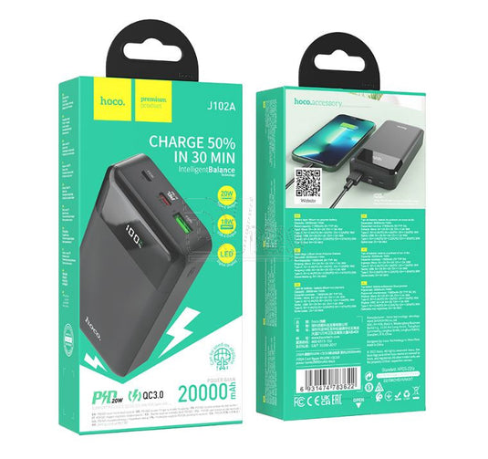 [J102A][20000mAh] HOCO PD 20W QC 3.0 Fast Charging Power Bank - Polar Tech Australia