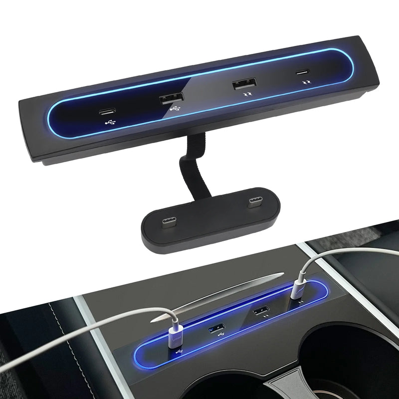 Cargue la imagen en el visor de la galería, [Tech For Tesla] Tesla Model 3 &amp; Y Dynamic Power USB HUB Compatible Docking Station - Polar Tech Australia
