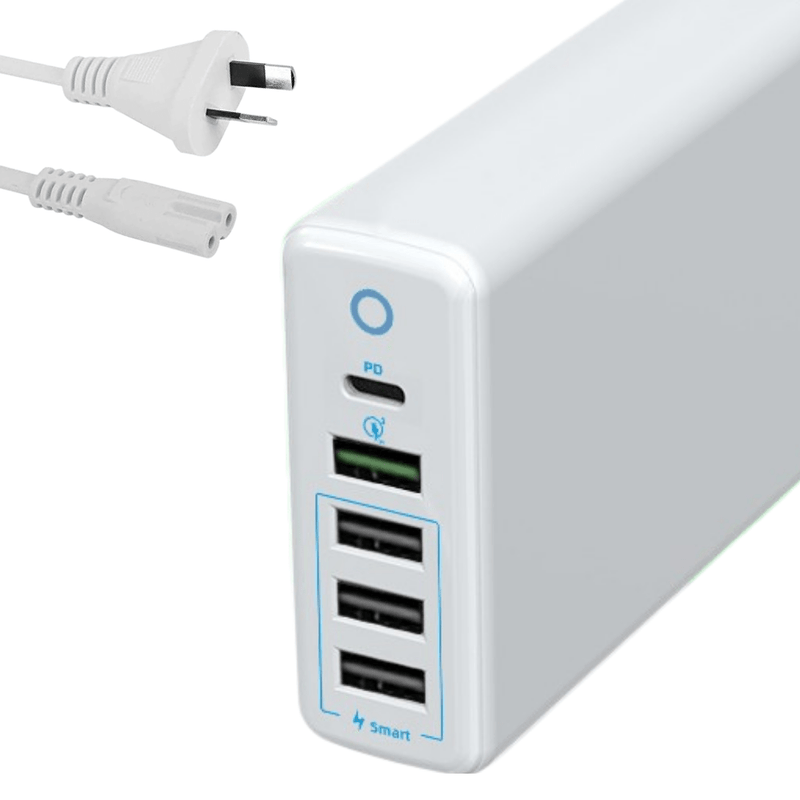 Cargue la imagen en el visor de la galería, Qualcomm QC 3.0 PD 60W 5 Ports Universal Phone &amp; Tablet USB &amp; Type-C Desktop Wall Charger Station Adapter 1.6M Length  (AU Plug) - Polar Tech Australia
