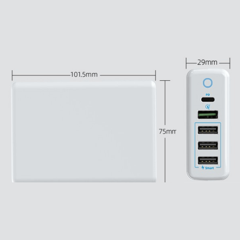 Cargue la imagen en el visor de la galería, Qualcomm QC 3.0 PD 60W 5 Ports Universal Phone &amp; Tablet USB &amp; Type-C Desktop Wall Charger Station Adapter 1.6M Length  (AU Plug) - Polar Tech Australia
