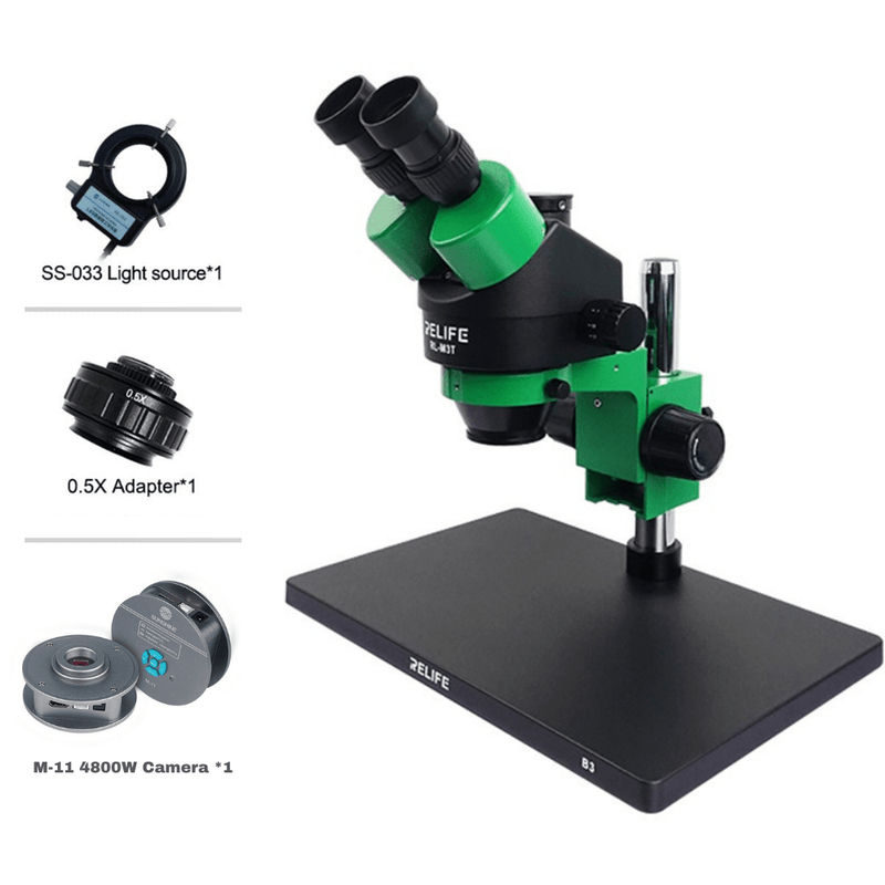 Load image into Gallery viewer, [RL-M3T-B3][Large Operation Base] RELIFE 0.7x - 4.5x Trinocular HD Stereo Microscope Mobile Phone PCB Motherboard Repair Tool - Polar Tech Australia
