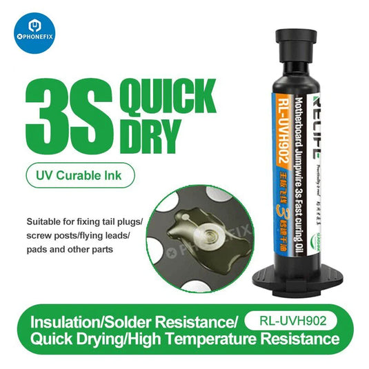 [RL-UVH902] Relife 3 SECONDS QUICK DRY OIL For PCB BGA Circuit Board Protect Soldering Paste Flux Cream Welding Fluxes Green Oil - Polar Tech Australia
