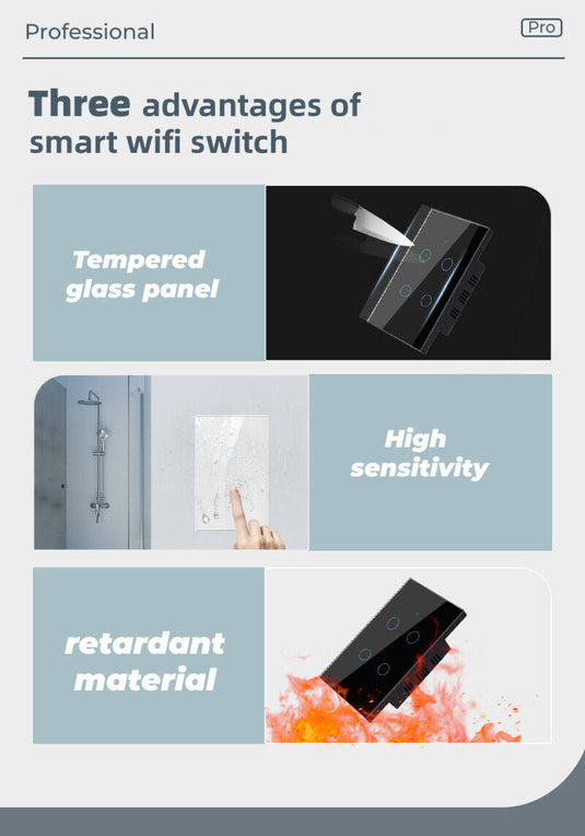 [TUYA Smart Home] TUYA WiFi Smart Touch Switch Home Light Fan Remote Control 1/2/3/4/5/6 Gang Wall Switch Panel - Polar Tech Australia