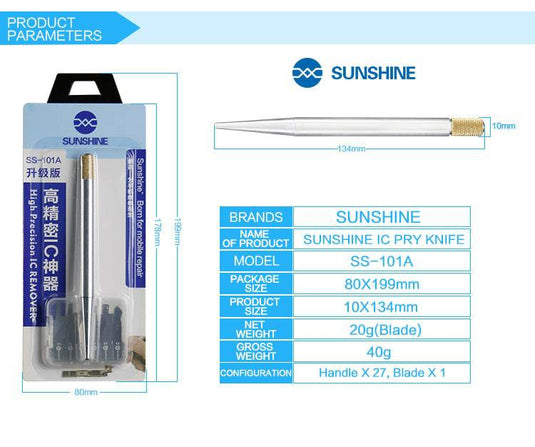 [SS-101A] SUNSHINE 28-in-1 BGA IC Chip Mainboard Repair CPU Removal Blade - Polar Tech Australia