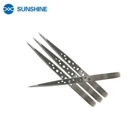 [SK-11] [Straight Tip] Sunshine Stainless Steel Precision Tweezer With Heat Dissipation Hole - Polar Tech Australia