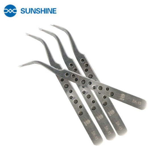 Sunshine SK-15 Stainless Steel Precision Tweezer (Curved Tip) With Heat Dissipation Hole - Polar Tech Australia